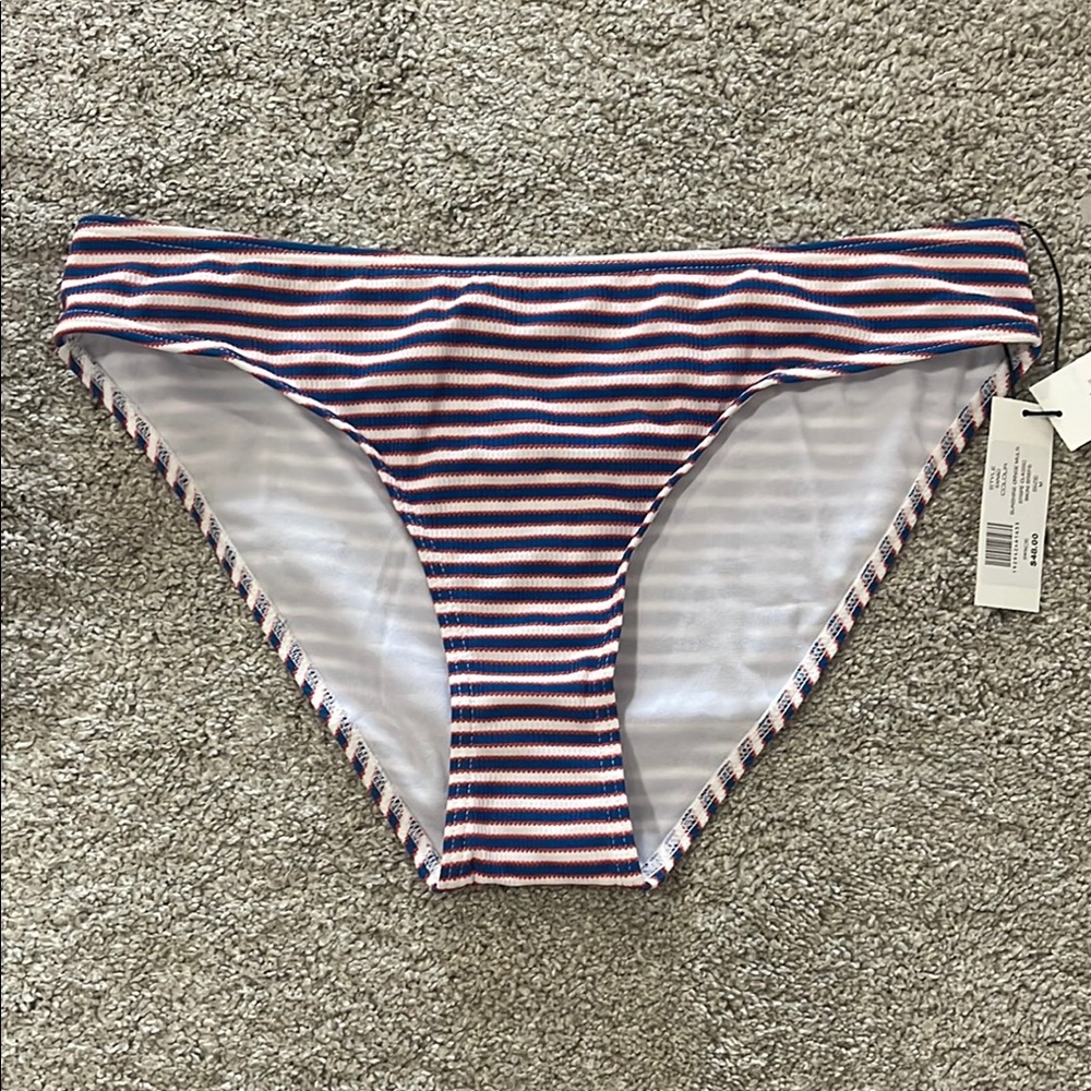 French Connection Striped Bikini Bottom. M
